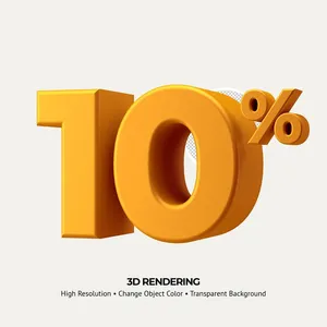 Mẫu số sale giảm giá 10% 3D màu vàng cam PNG CR140