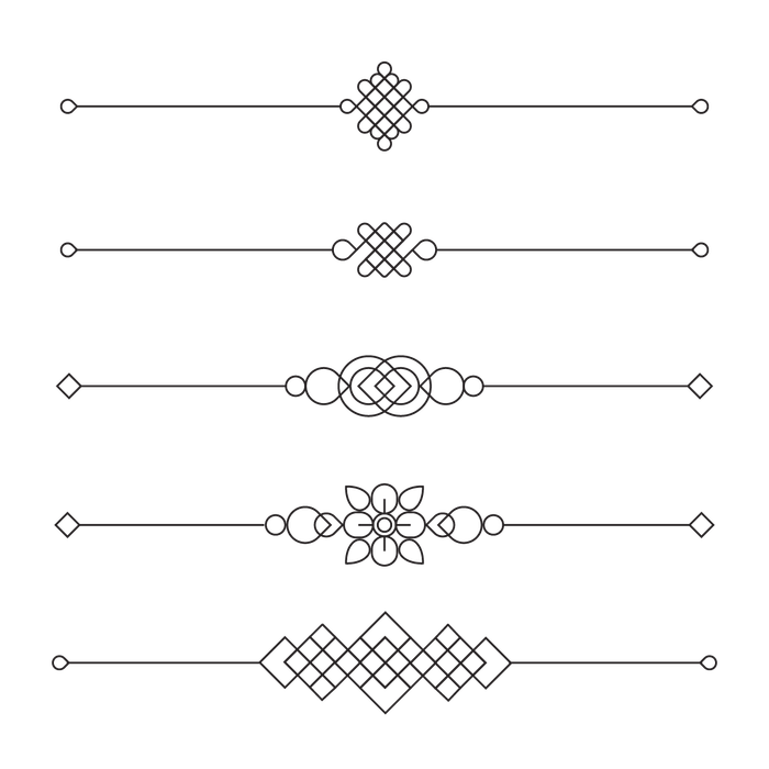 Mẫu đường hoa văn màu đen tối giản vector file PNG 070