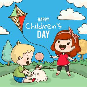 Ảnh poster trẻ vui chơi thả diều mừng ngày lễ của trẻ - CR1225