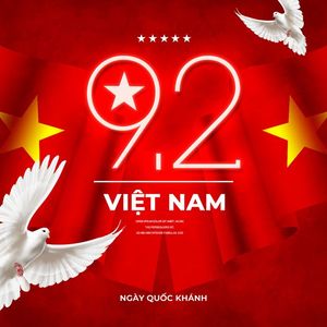 Poster chào mừng ngày quốc khánh Việt Nam nền cờ đỏ sao vàng và bồ câu PSD 18