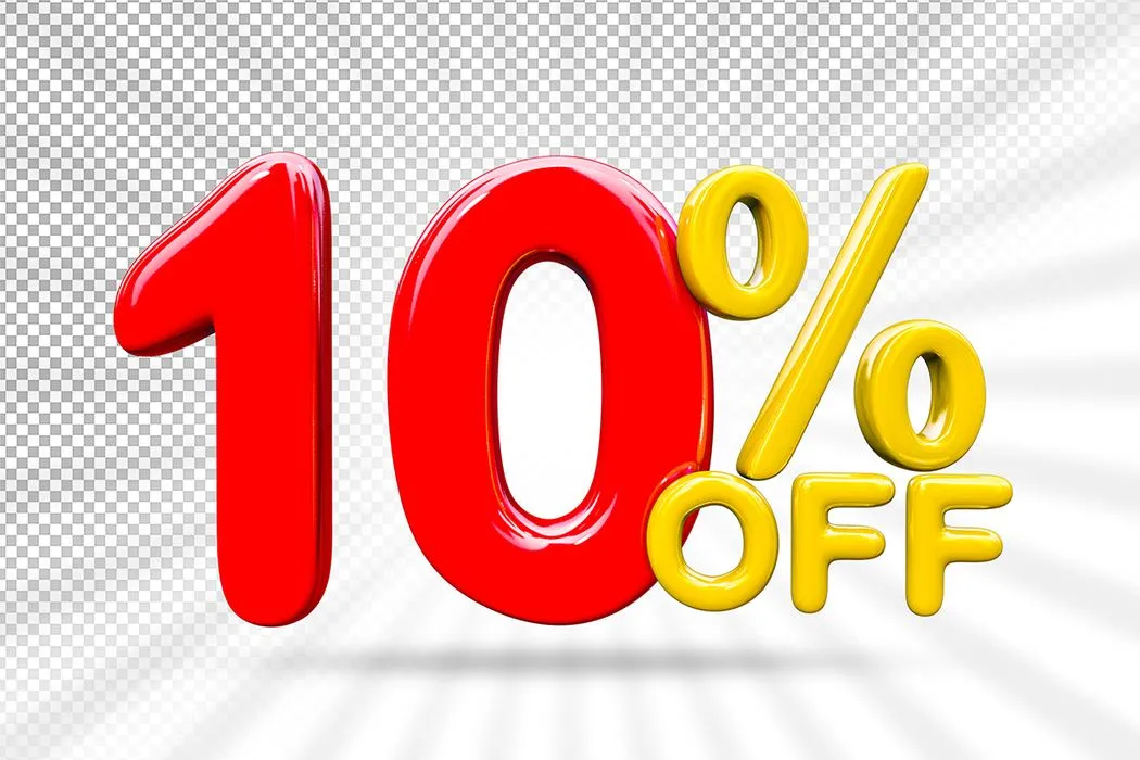 Mẫu số sale giảm giá 10% 3D màu đỏ PNG chất lượng cao CR051