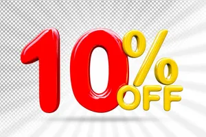 Mẫu số sale giảm giá 10% 3D màu đỏ PNG chất lượng cao CR051