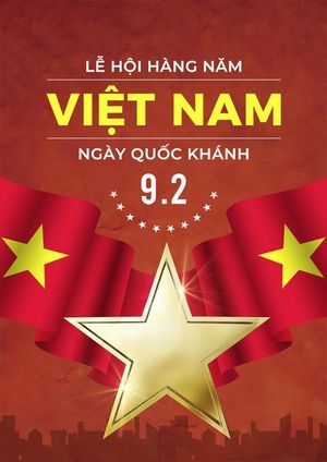 Poster nghỉ lễ ngày quốc khánh 2-9 nền cờ Việt Nam File PSD 12