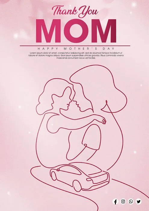 Poster mừng ngày của mẹ phong cách vẽ tay File PSD 009