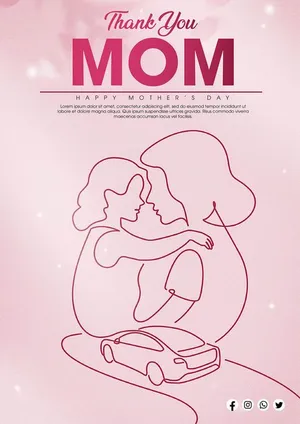 Poster mừng ngày của mẹ phong cách vẽ tay File PSD 009