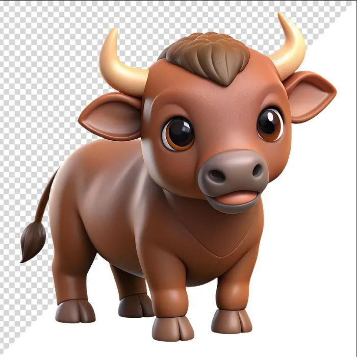 Ảnh vector con trâu phong cách chibi chất lượng cao file PNG