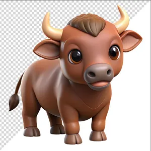 Ảnh vector con trâu phong cách chibi chất lượng cao file PNG