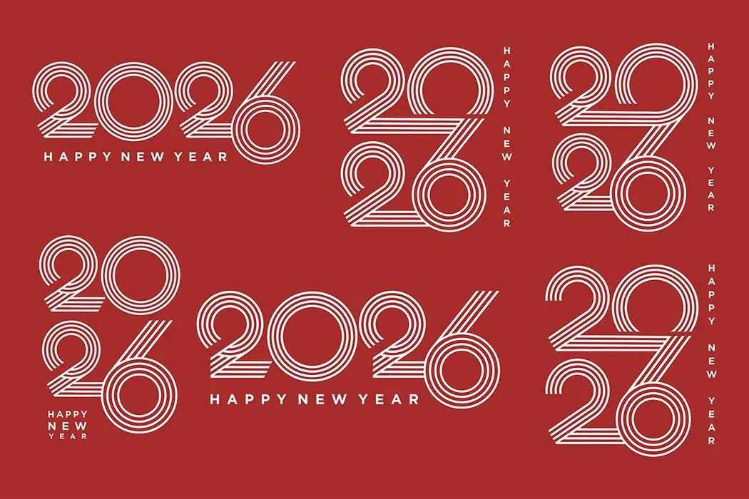 Số 2026 phong các tối giản file vector số 6