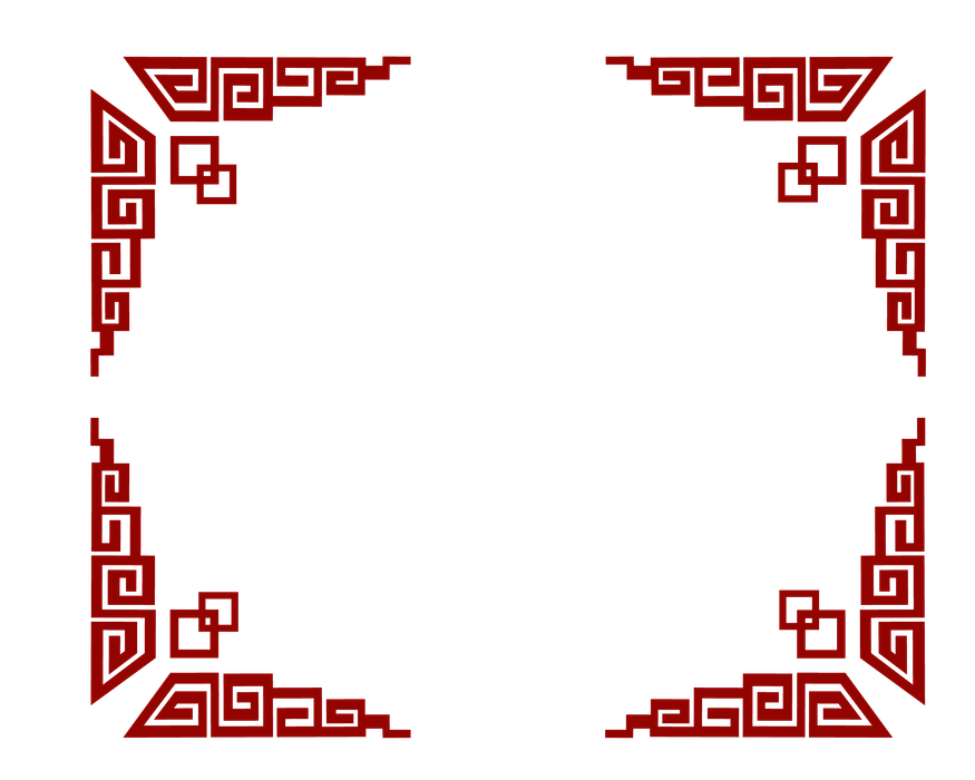 Mẫu khung góc hoa văn màu đỏ vector file PNG 082