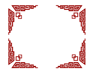 Mẫu khung góc hoa văn màu đỏ vector file PNG 082