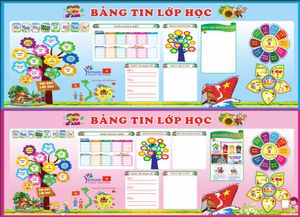 Bảng tin lớp học bảng trang trí lớp 1 tiểu học – File Corel