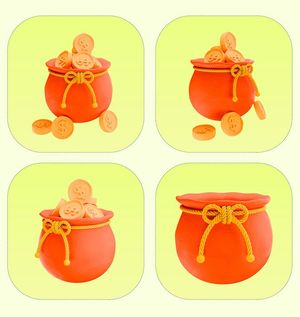 Bộ sưu tập ảnh vẽ tay túi vàng tiền vàng sang trọng 3D File số 074