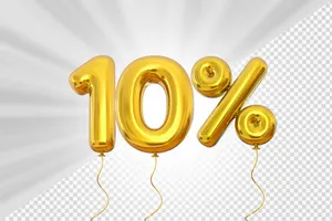 Mẫu số sale giảm giá 10% 3D vàng gold vector chất lượng cao CR027