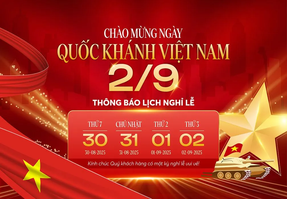 Banner thông báo nghỉ lễ ngày quốc khánh Việt Nam 2-9 nền đỏ sang trọng - File AI 019