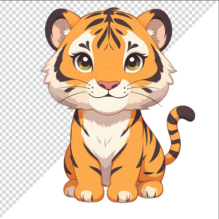 Ảnh vẽ con hổ phong cách chibi File PNG - 016
