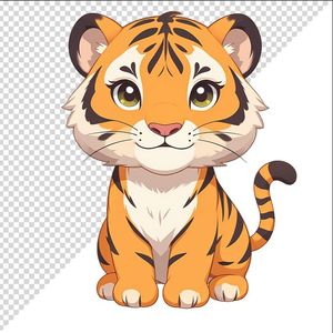 Ảnh vẽ con hổ phong cách chibi File PNG - 016