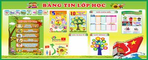 Bảng tin lớp học bảng trang trí lớp 2C tiểu học – File Corel