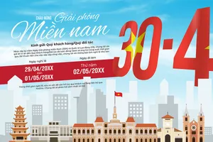 Banner thông báo nghỉ lễ ngày giải phóng miền Nam 30-04 nền xanh File AI 0053