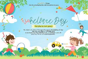 Mẫu banner, background website trẻ vui chơi với nhau mừng ngày lễ của trẻ vector CR657
