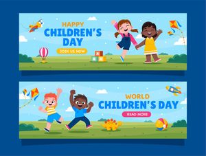 Mẫu 2 banner, background trẻ vui chơi mừng ngày lễ của trẻ - CR1195