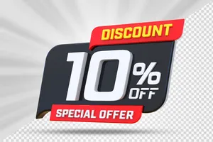 Mẫu sale giảm giá 10% 3D màu trắng nền đen vector chất lượng cao CR025