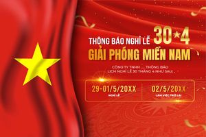 Mẫu thông báo nghỉ lễ nền cờ Việt Nam tung bay uốn lượn vector mẫu số 135