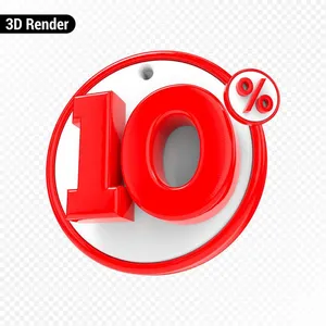 Mẫu số sale giảm giá 10% 3D màu đỏ vector chất lượng cao CR010