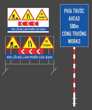 Biển đi chậm - công trường đang thi công - xin lỗi đã làm phiền file coreldraw