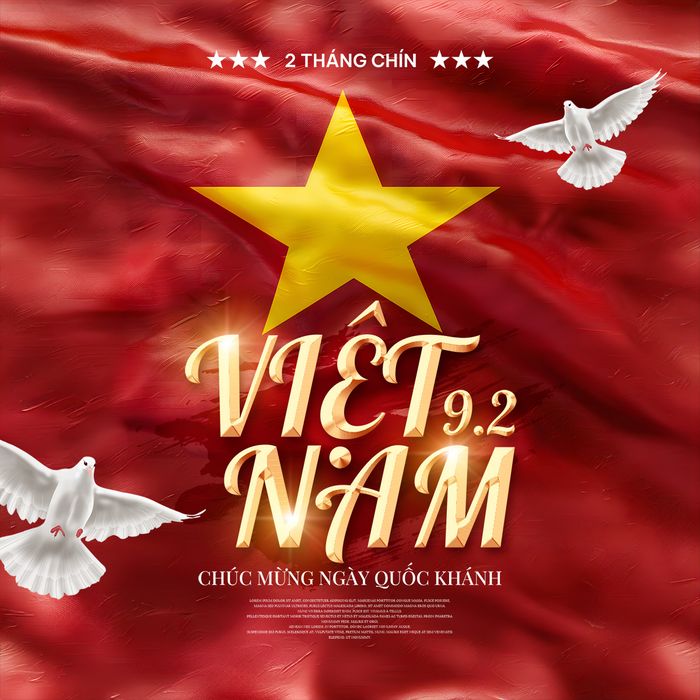 Poster chào mừng ngày quốc khánh Việt Nam nền cờ đỏ, chim bồ câu trắng sang trọng PSD 38
