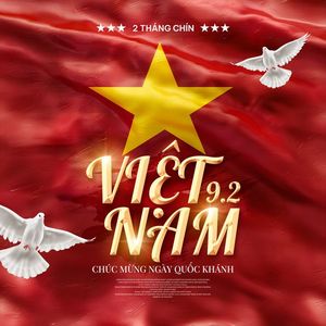 Poster chào mừng ngày quốc khánh Việt Nam nền cờ đỏ, chim bồ câu trắng sang trọng PSD 38