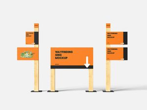Mẫu mockup bản mẫu biển báo chỉ đường file PSD