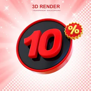 Mẫu số sale giảm giá 10% 3D đỏ đen vector chất lượng cao CR020