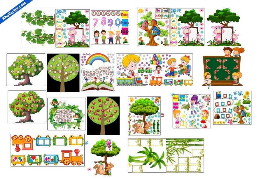 Tranh trang trí mầm non tổng hợp – File Corel