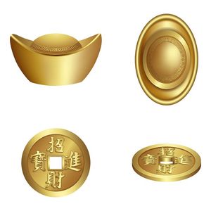 Ảnh nhiều đĩnh vàng, tiền vàng lấp lánh vector File số 039