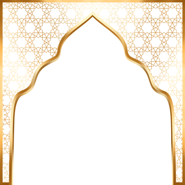 Mẫu khung hoa văn cửa vòm màu vàng gold vector file PNG 050
