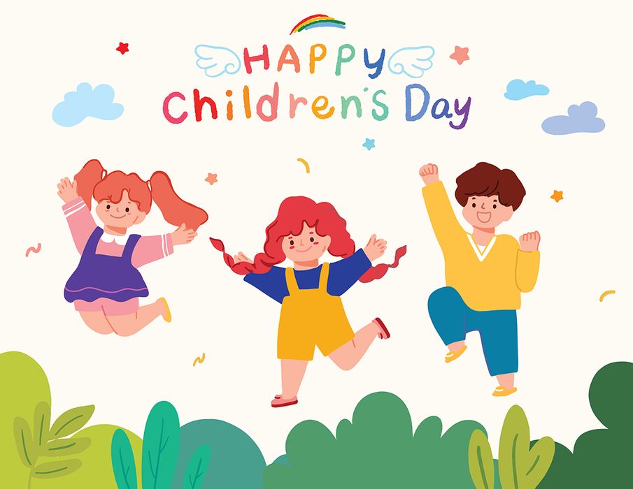 Mẫu poster trẻ em vui chơi cùng nhau trên đồng cỏ CR855
