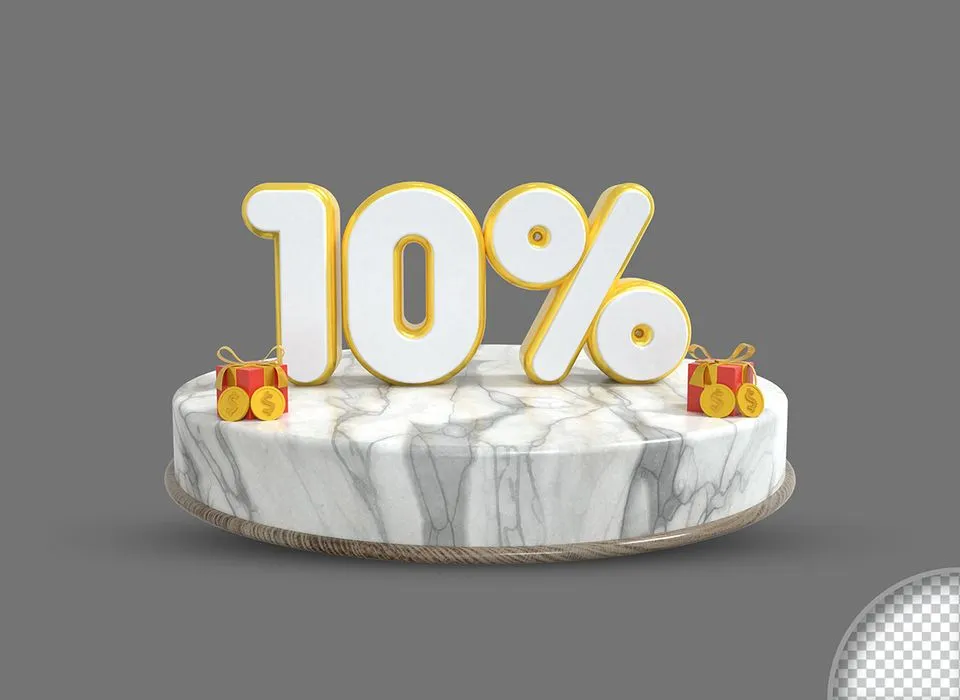 Mẫu số sale giảm giá 10% 3D vàng gold vector chất lượng cao CR012