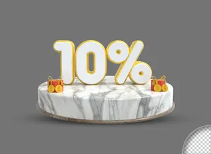 Mẫu số sale giảm giá 10% 3D vàng gold vector chất lượng cao CR012