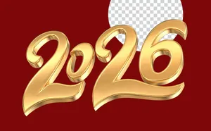 Số 2026 màu vàng  gold PNG file số 8