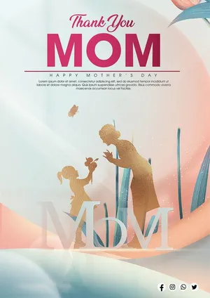 Poster mừng ngày của mẹ bóng con tặng quà cho mẹ File PSD 013