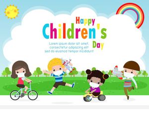 Mẫu banner trẻ vui chơi ở công viên mừng ngày thiếu nhi vector CR743