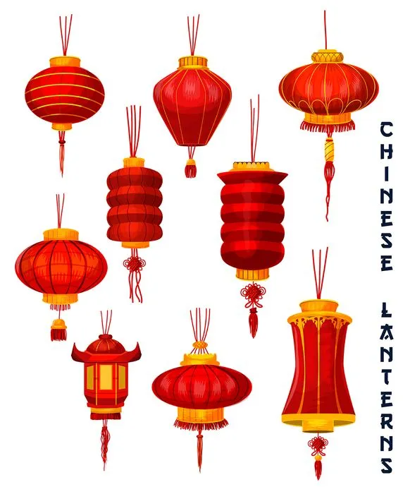 Ảnh minh họa đèn lồng đỏ vector file AI CR008