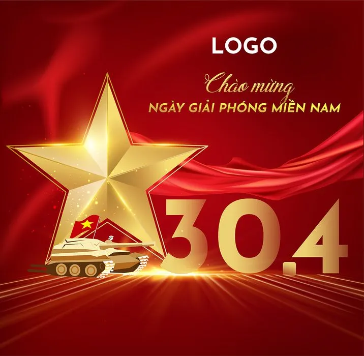 Poster chào mừng ngày giải phóng miền Nam 30-04 màu vàng gold sang trọng File AI 0068