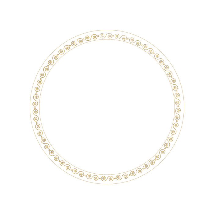 Mẫu khung hoa văn hình tròn màu vàng gold vector file PNG 049