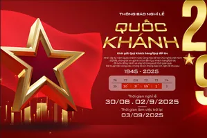 Banner thông báo nghỉ lễ ngày quốc khánh chữ vàng gold, nền đỏ sang trọng - File AI 034