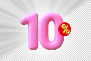 Mẫu số sale giảm giá 10% 3D màu hồng PNG chất lượng cao CR112