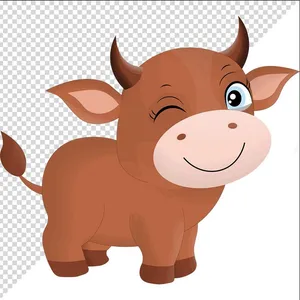 Ảnh vẽ con trâu phong cách vẽ tay chibi file PNG 010