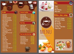 Menu trà – soda Ý – cafe phong cách châu Âu - File Corel