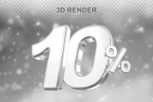 Mẫu số sale giảm giá 10% 3D màu bạc PNG chất lượng cao CR043