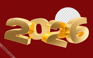 Số 2026 màu vàng  gold PNG file số 2